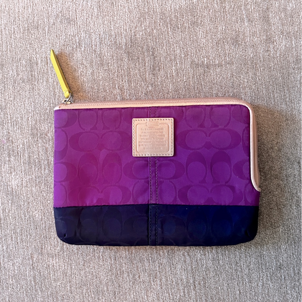 Coach iPad Mini Case - Magenta & Deep Purple, tan interior
